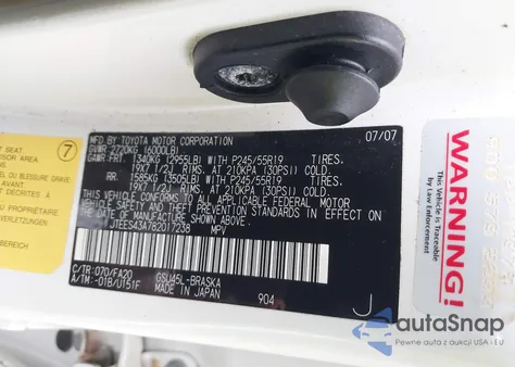 2008 Toyota Highlander Sport z USA, uszkodzony, nr VIN JTEES43A782017238